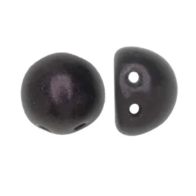 CzechMates Glass, 2-Hole Round Cabochon Beads 7mm Diameter, Metallic Dark Plum Suede (2.5 Tube)