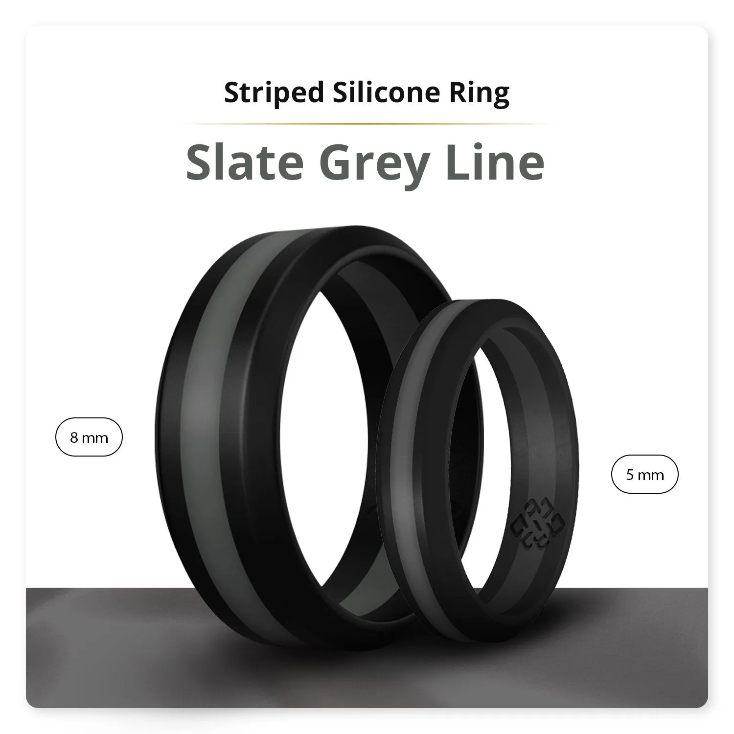 Dark Grey Stripe Silicone Unisex Ring