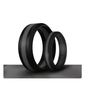 Dark Grey Stripe Silicone Unisex Ring