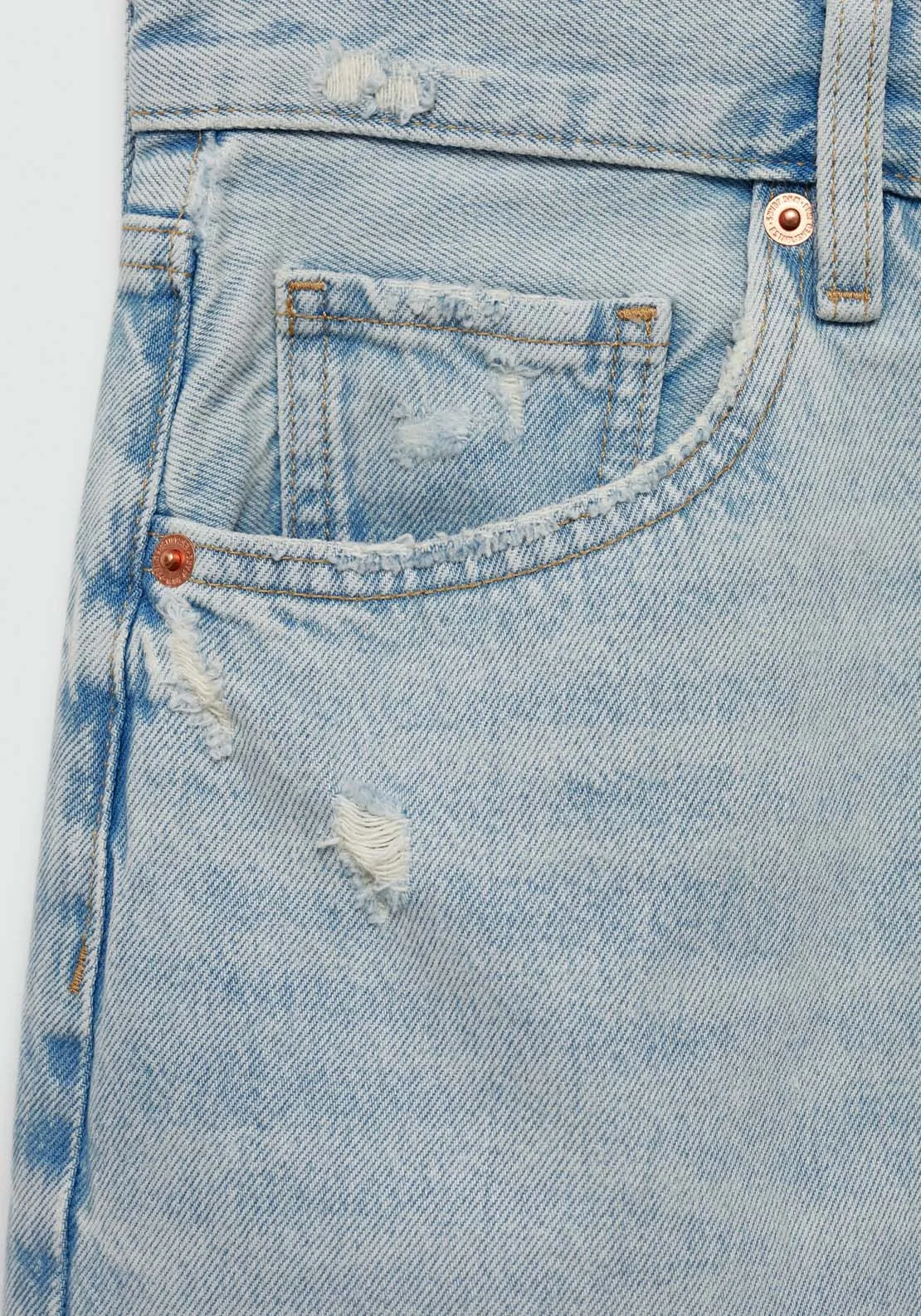 Denim miniskirt with frayed hem