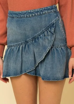 Denim Ruffle Skirt