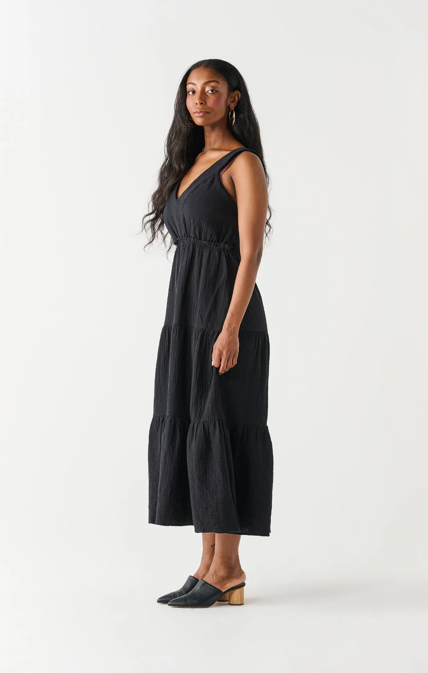 Dex Cotton Midi Dress In Black