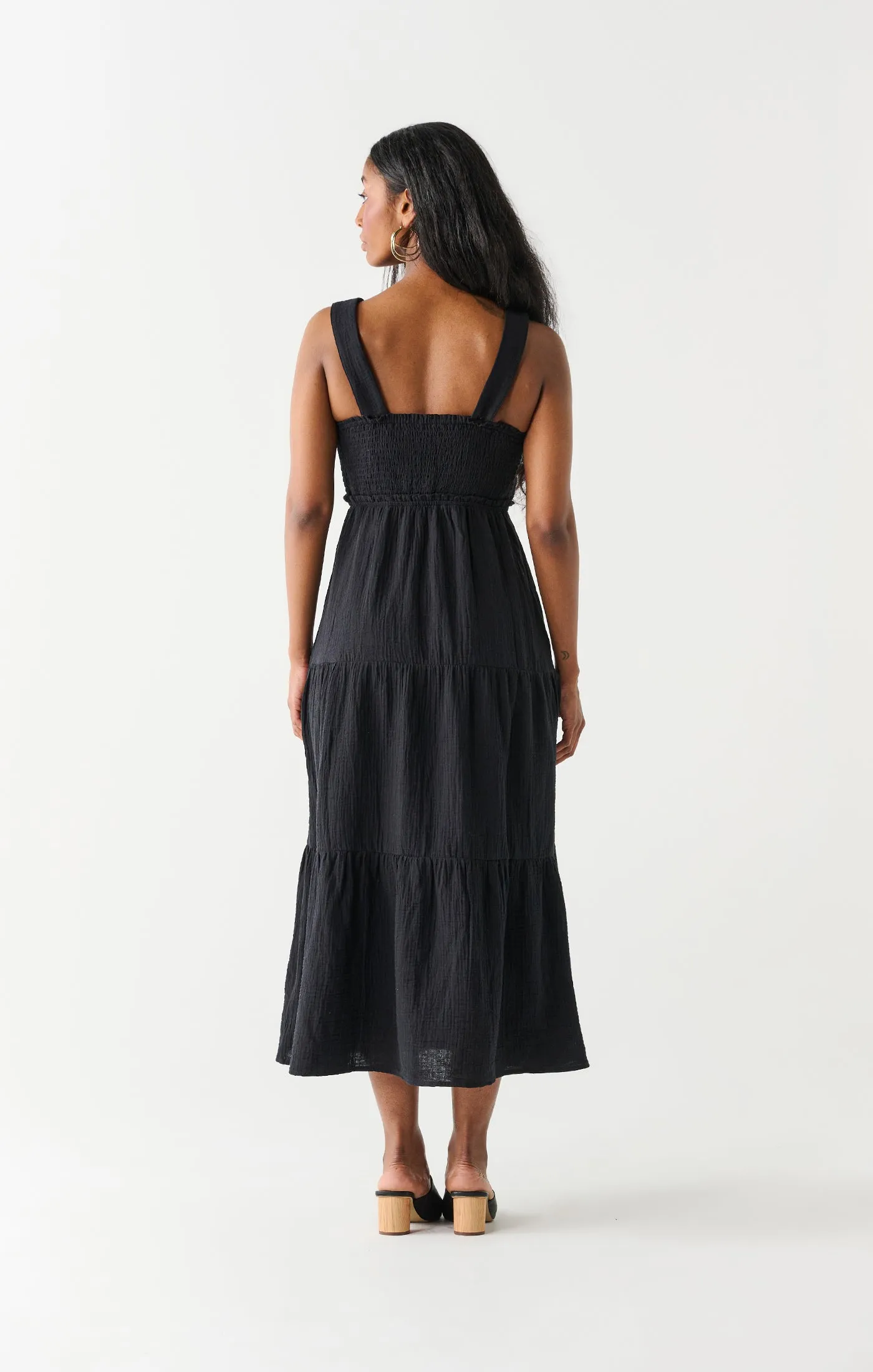 Dex Cotton Midi Dress In Black