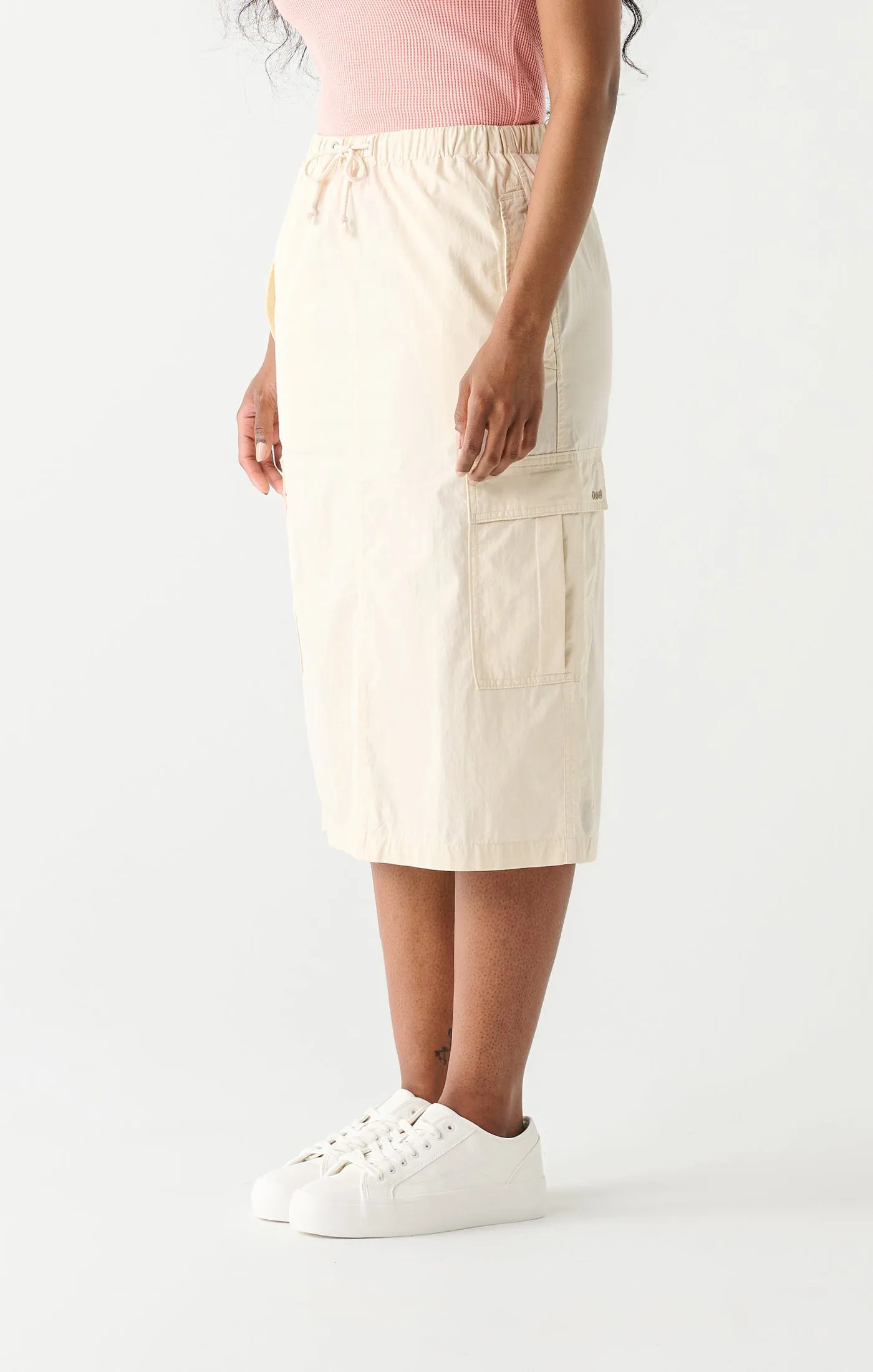 Dex Parachute Cargo Midi Skirt In Cream