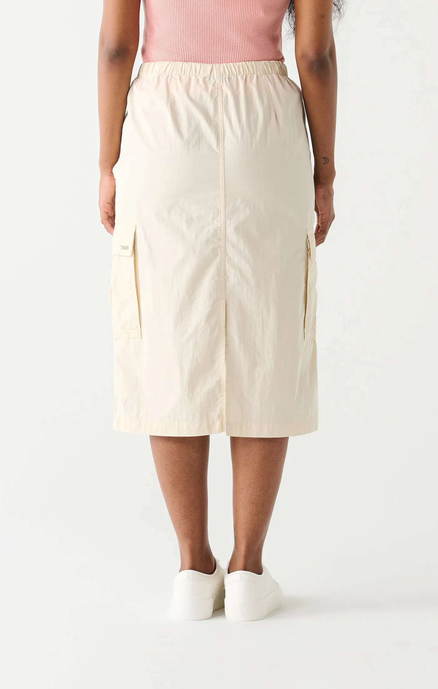 Dex Parachute Cargo Midi Skirt In Cream