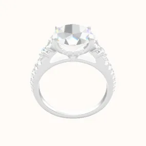 Diamond Band with Marquise & Round Diamond Sidestones Engagement Ring With Front set gallery Head