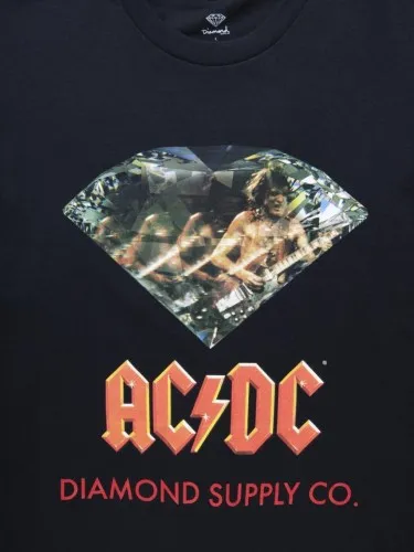 Diamond x ACDC Diamond Long Sleeve T-Shirt Black  Limited Edition Diamond X AC/DC Collection. T-shirt with screen print on front