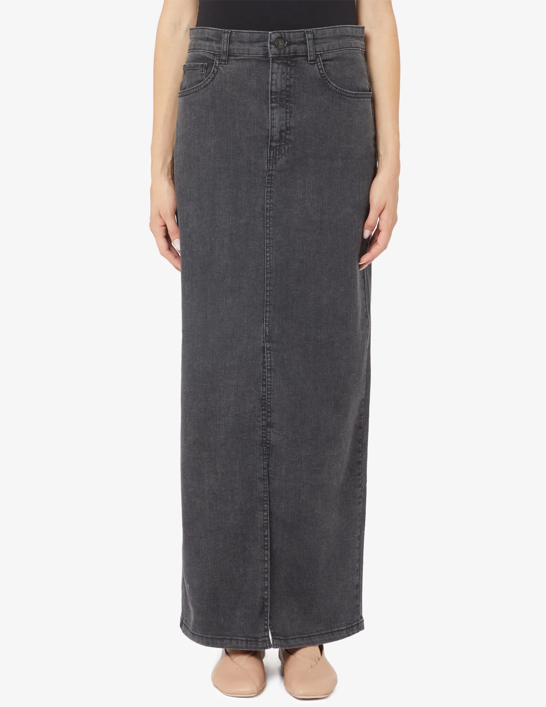 EMME Marella Biblios long denim skirt with front slit