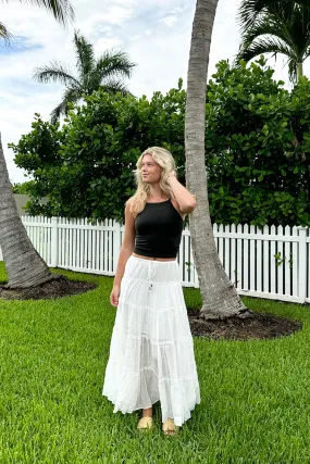 Endlessly Darling Drawstring Tiered Maxi Skirt