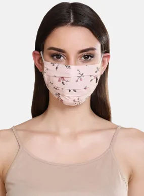 Floral Printed 2 Layer Face Mask With Front Pleats