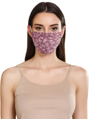 Floral Printed Layered Face Mask With Front Pleats