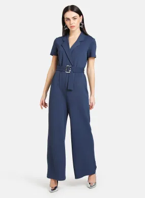 Front Overlap Detail Jumpsuit With Belt