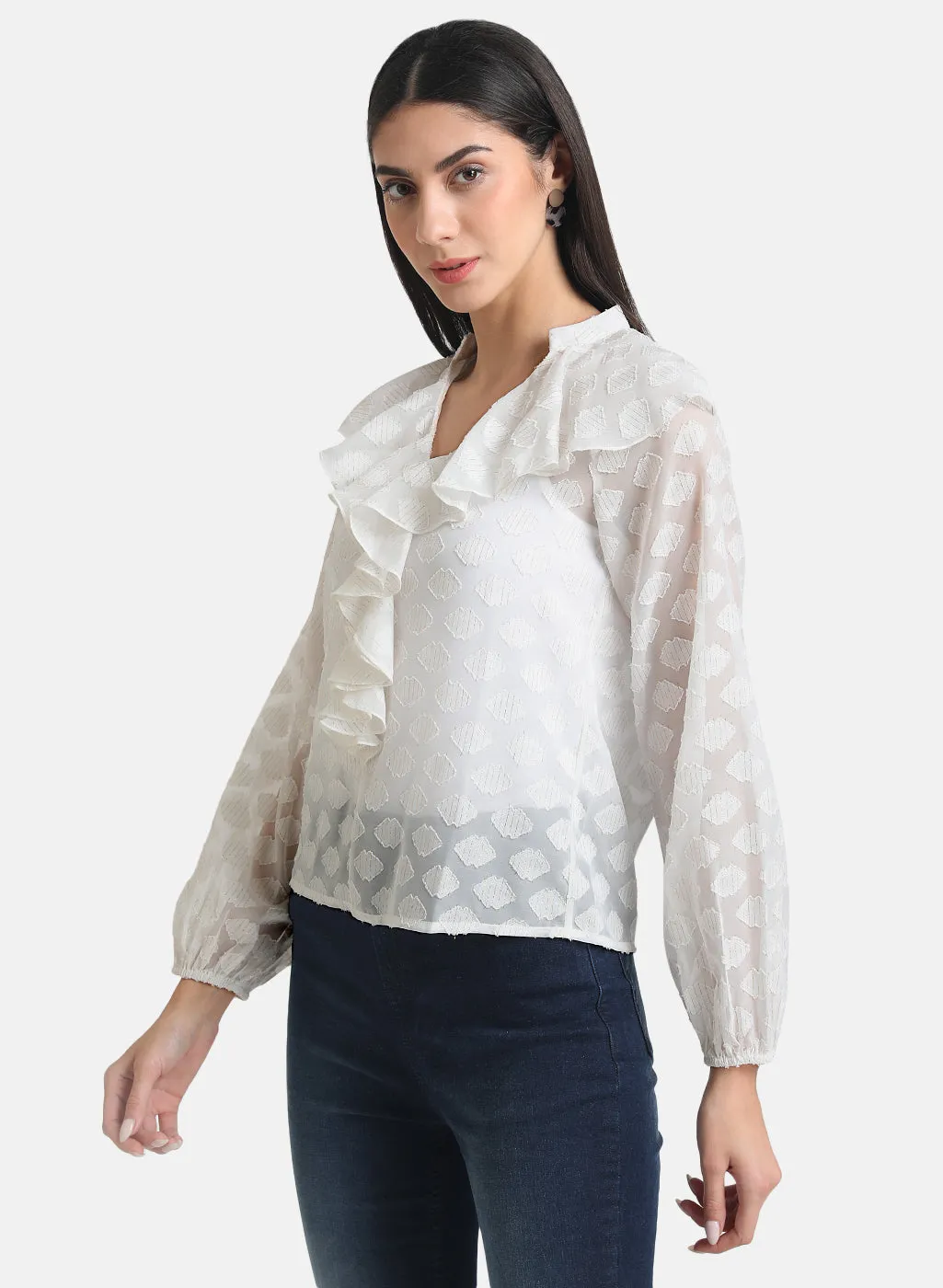 Front Ruffle Detail Blouse