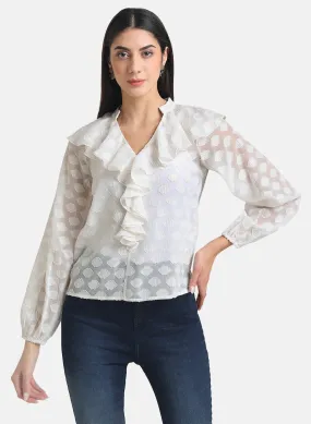 Front Ruffle Detail Blouse