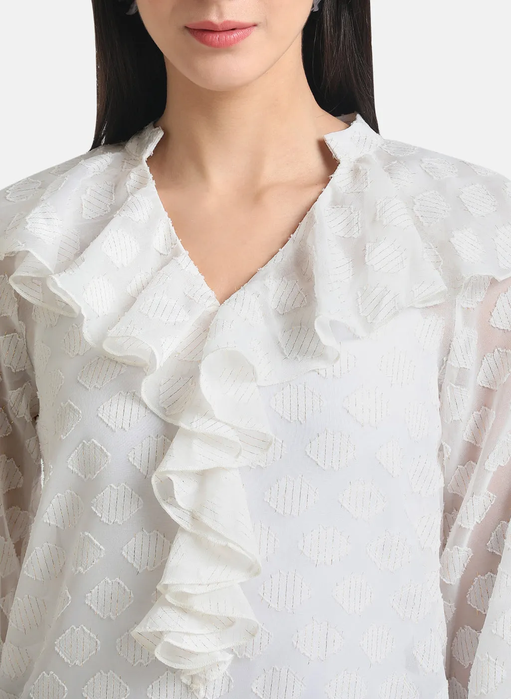 Front Ruffle Detail Blouse