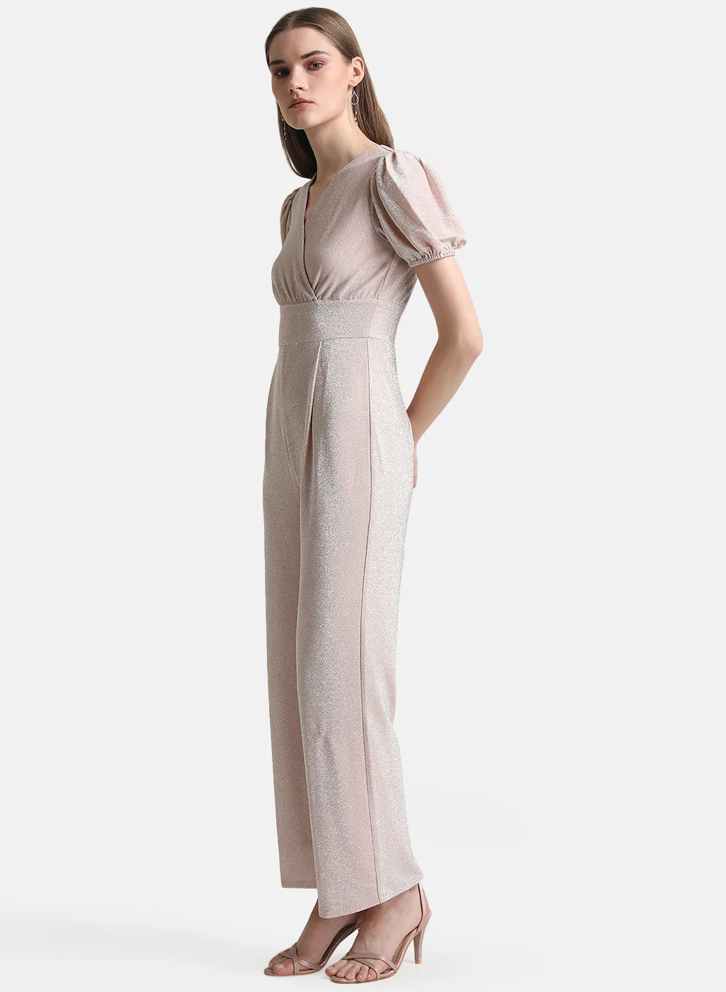 Front Wrap Jumpsuit With Flared Bottom