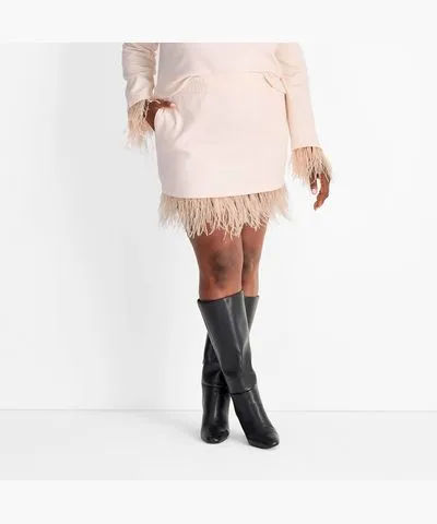 Future Collective Women's High-Rise Feather Trim Mini Skirt