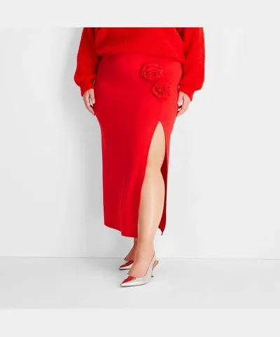 Future Collective Women's High-Rise Rosette Ankle Skirt