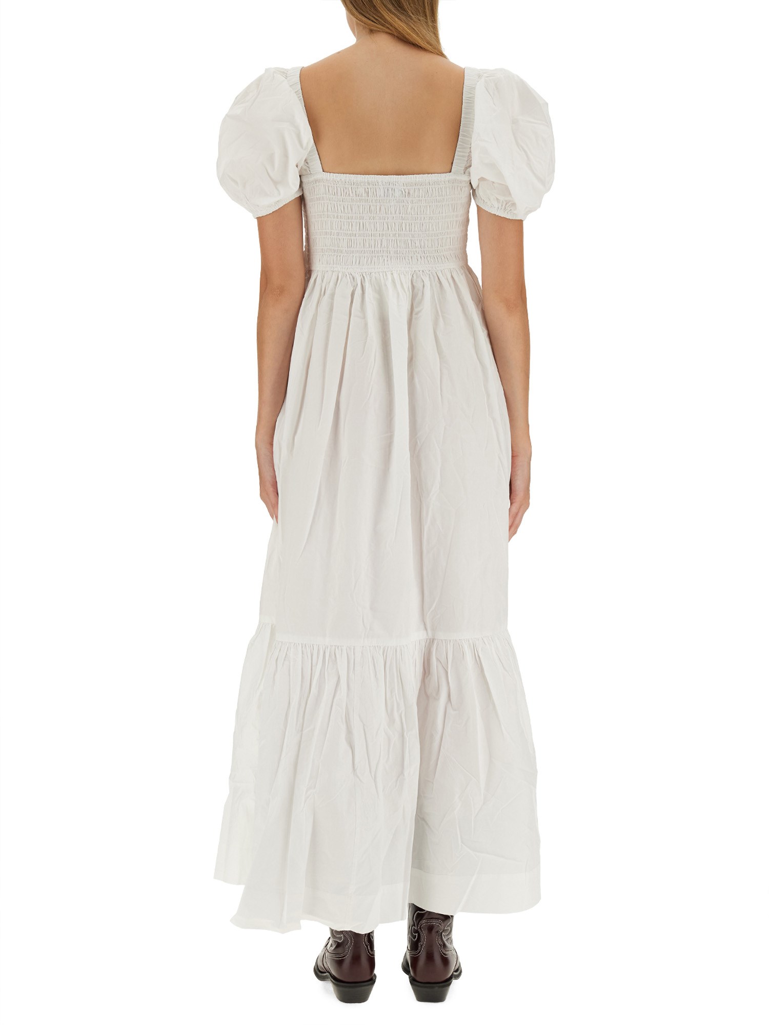 GANNI    COTTON POPLIN MIDI DRESS