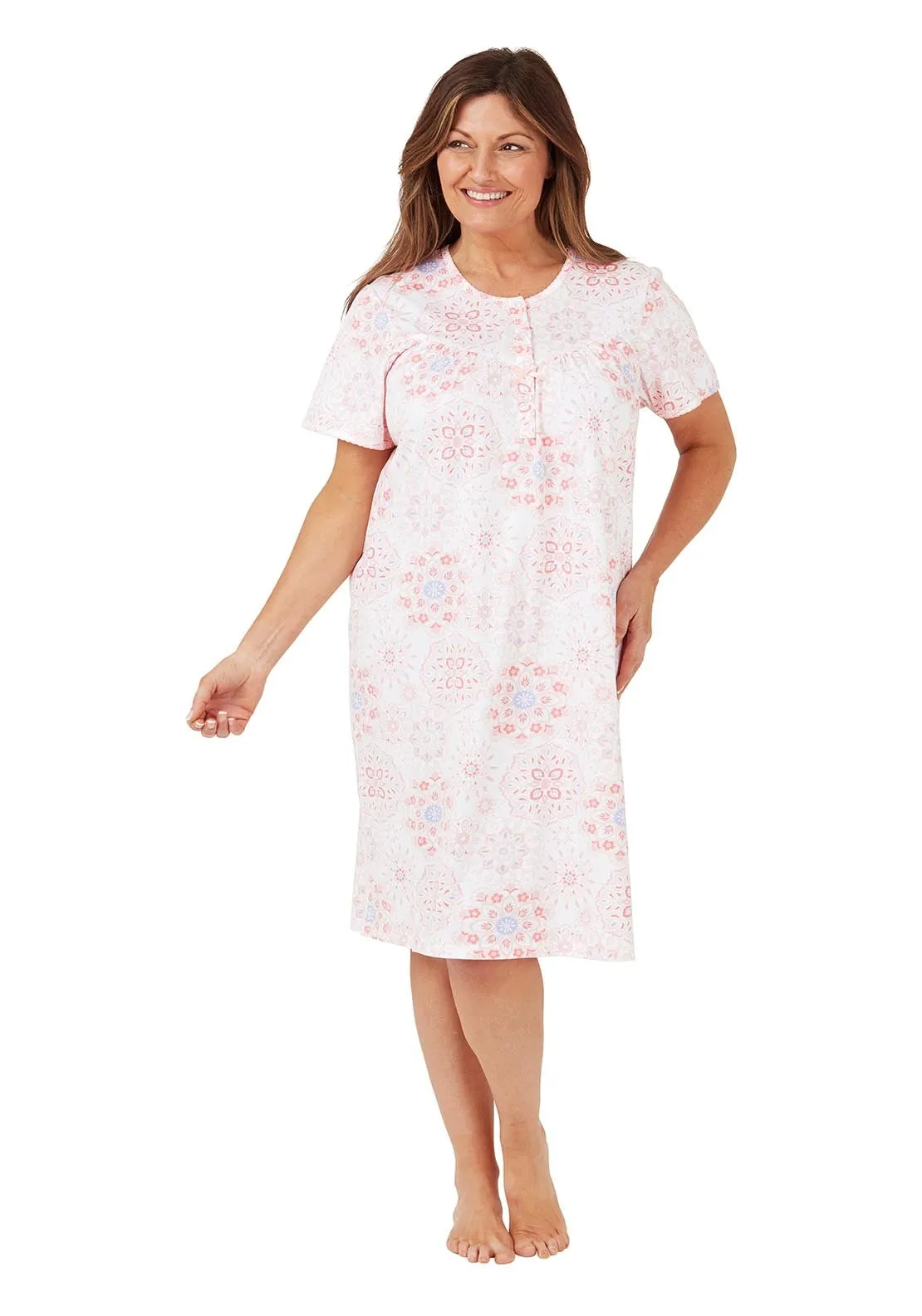 Geo 100% Cotton dress - Pink