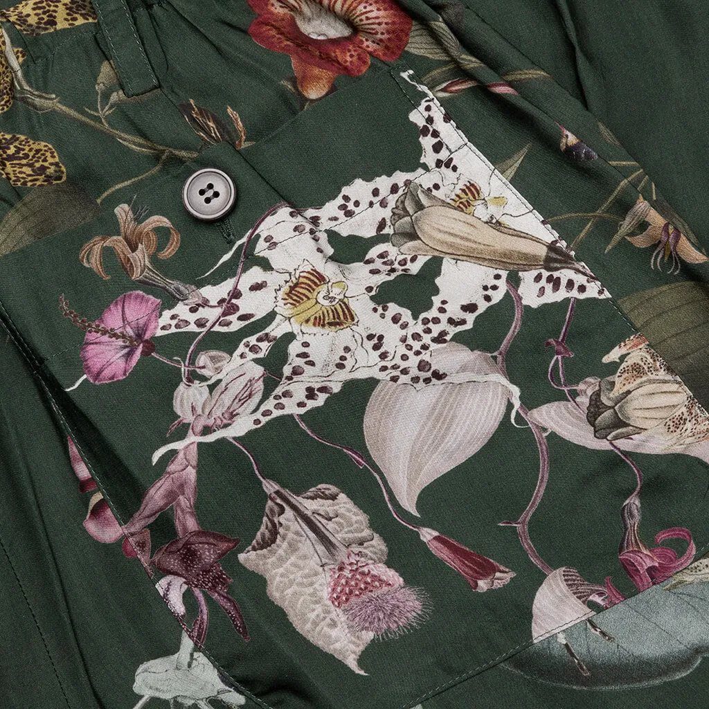 Green Pleat-Front Trousers With Floral Pattern 7092 M.W. - Bot