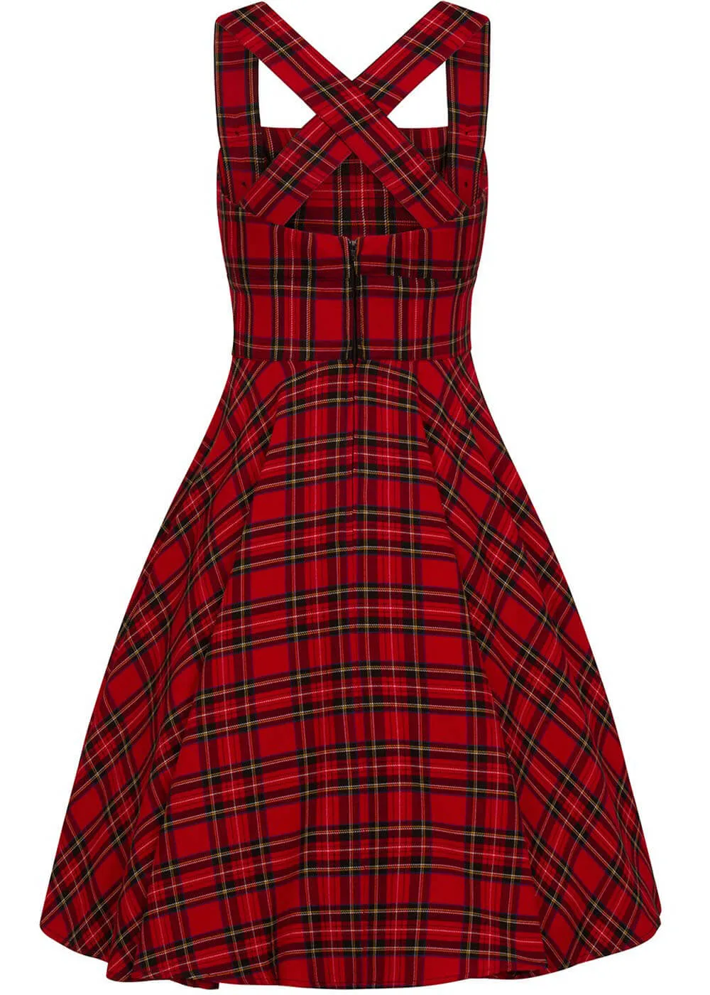 Hell Bunny Irvine Tartan 60's Pinafore Dress Red