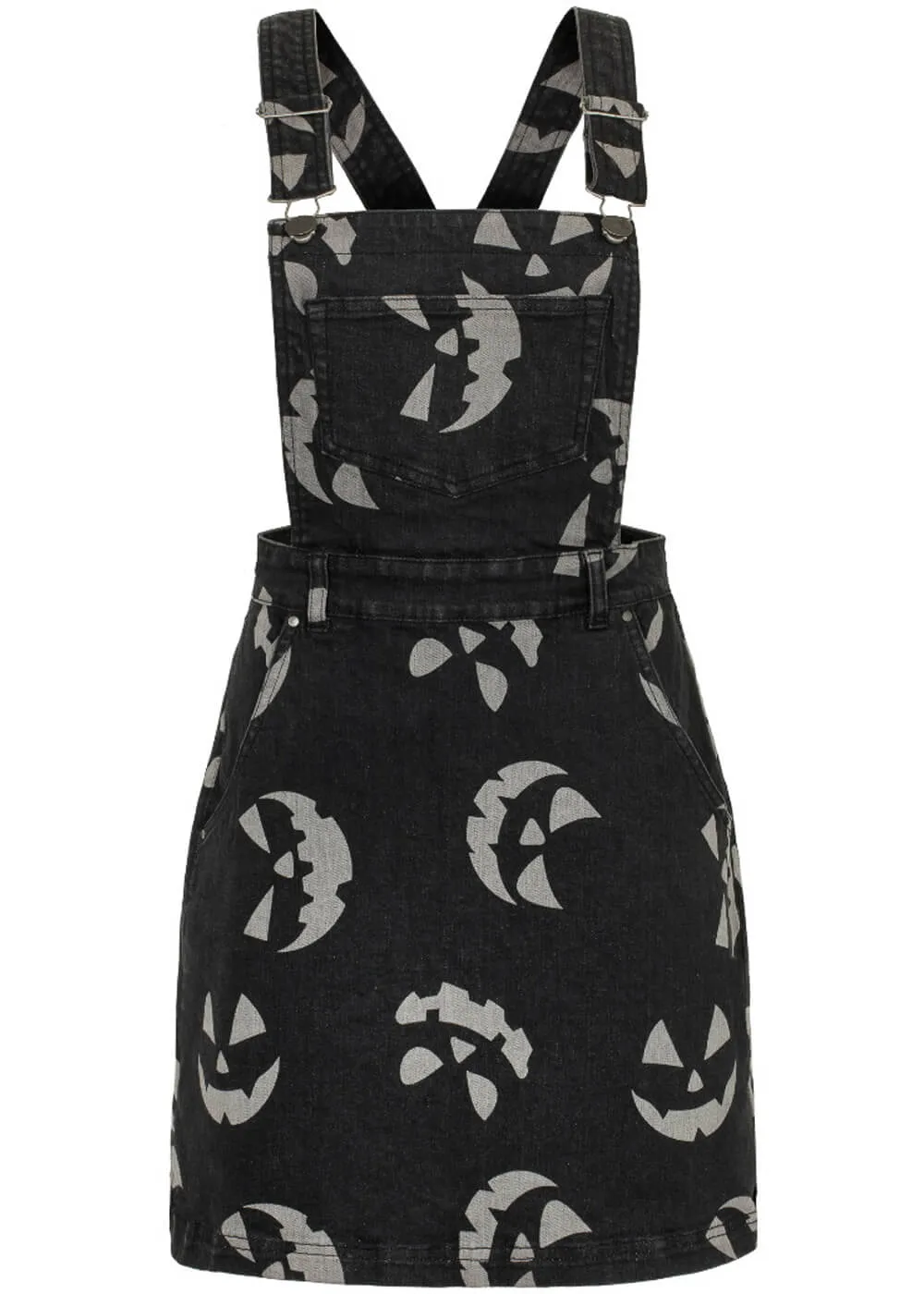 Hell Bunny Jack-O-Lantern Pinafore Dress Black