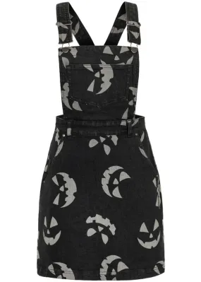 Hell Bunny Jack-O-Lantern Pinafore Dress Black