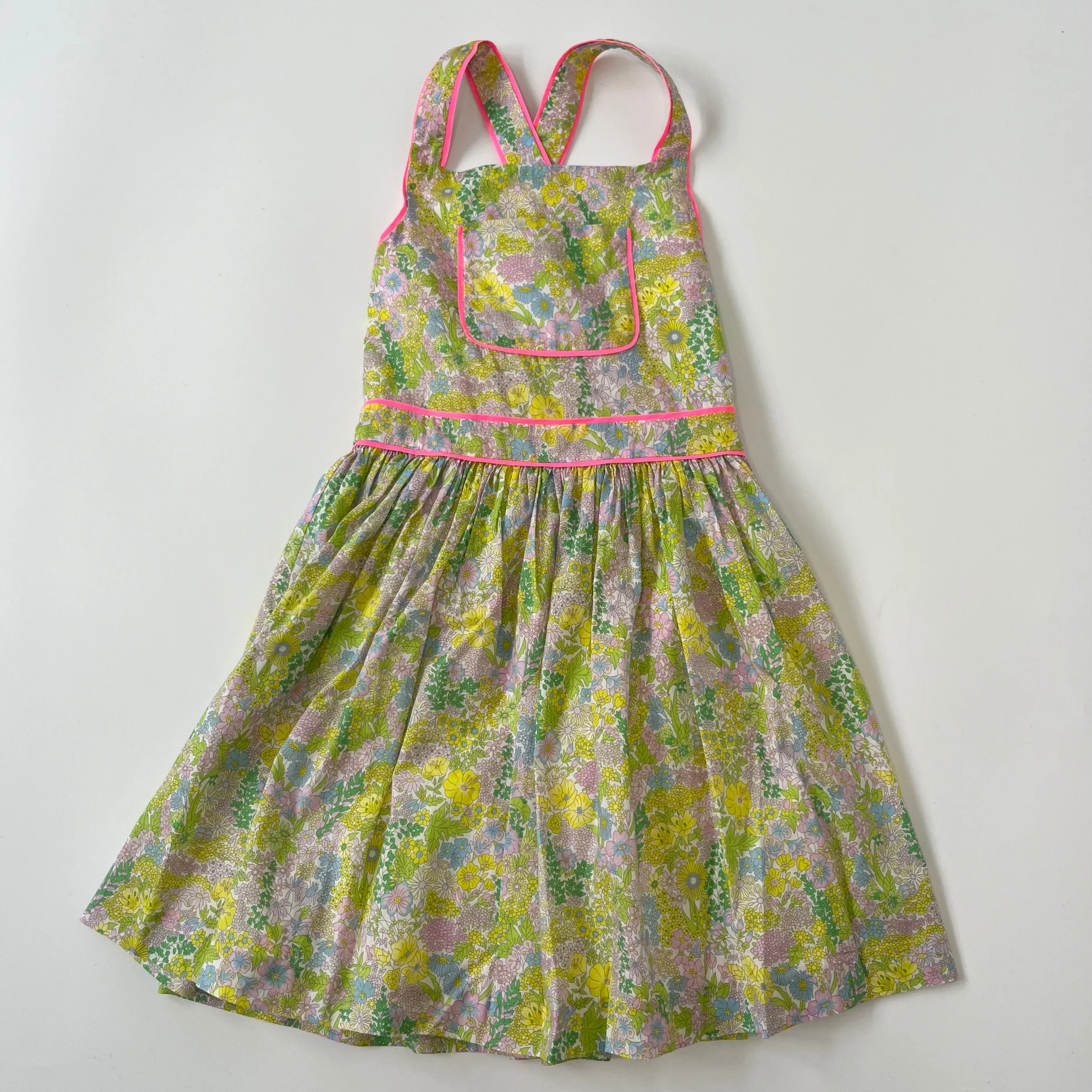 Jacadi Green Liberty Print Pinafore Dress: 6 Years