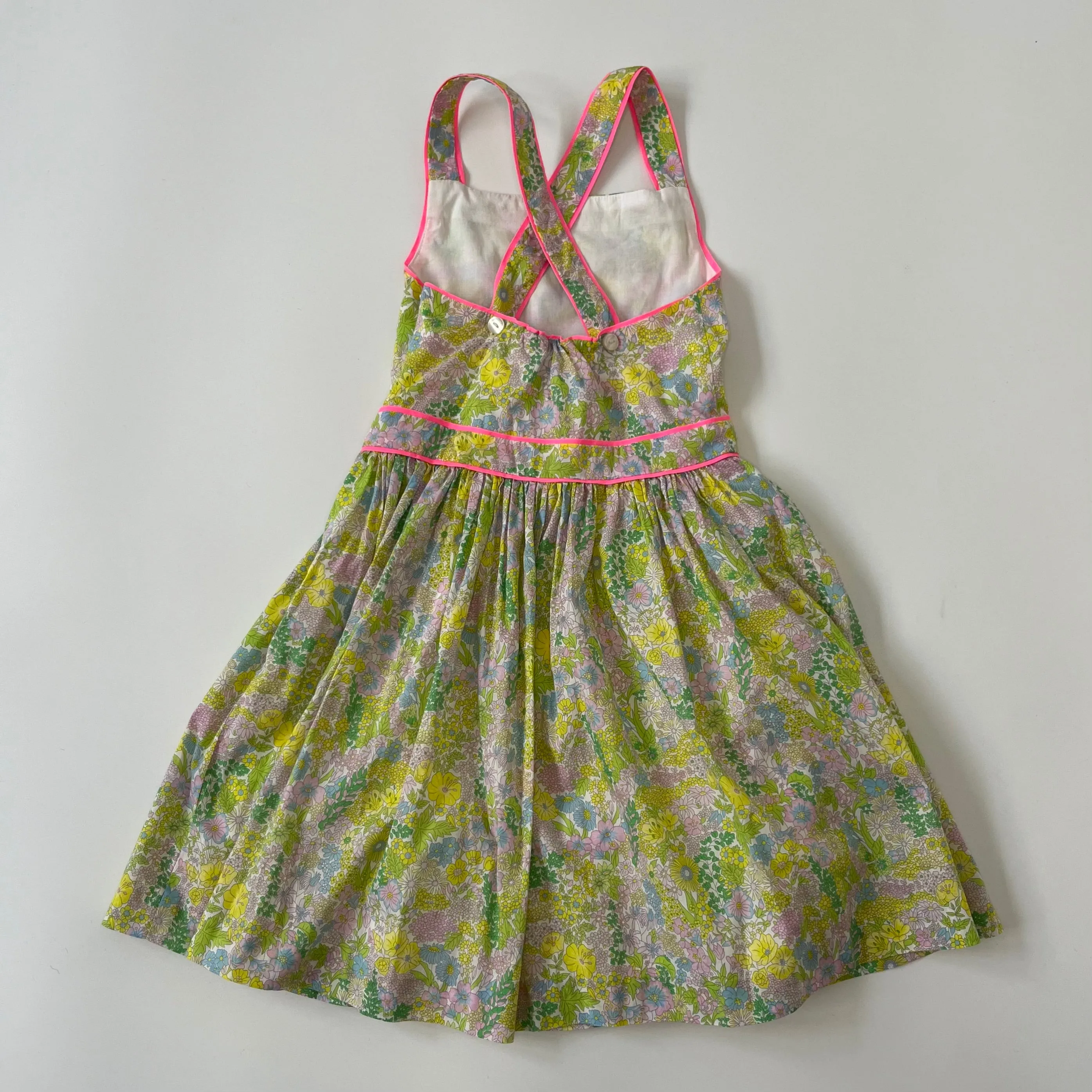 Jacadi Green Liberty Print Pinafore Dress: 6 Years