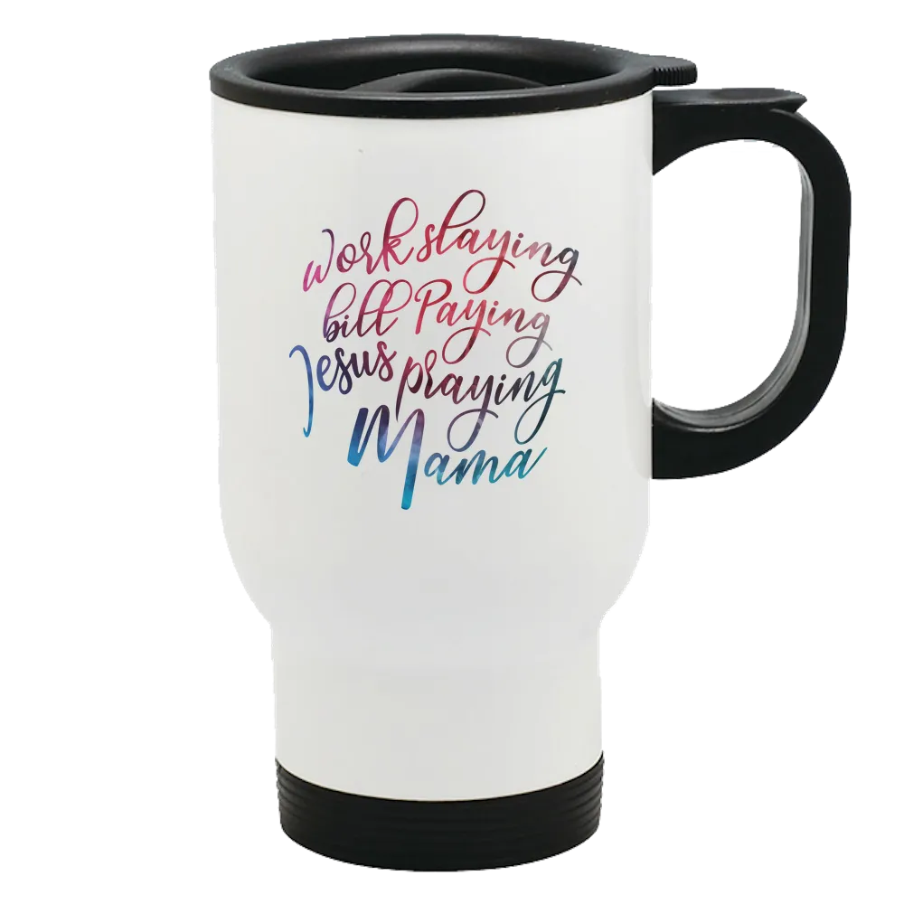 Jesus Praying Mama Metal Coffee and Tea Travel Mug