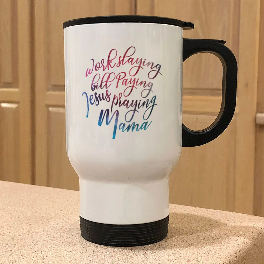 Jesus Praying Mama Metal Coffee and Tea Travel Mug