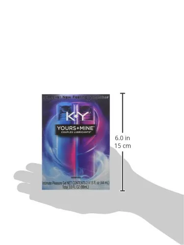 K-Y Yours + Mine Couples Lubricant, Personal Lubricant & Intimate Gel for Couples, Men, Women, Sex Lube, Clear, 2 x 1.5 Fl Oz, 2