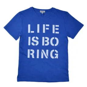 Kitsune Tee – Life Is Boring Tee – Blue Melange / White