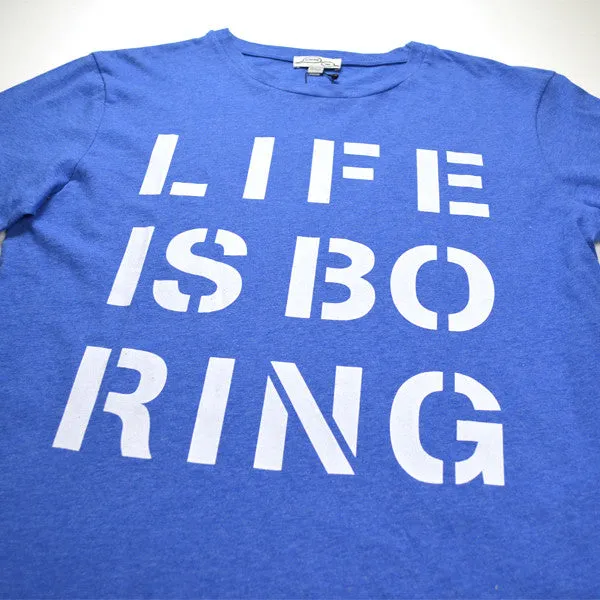 Kitsune Tee – Life Is Boring Tee – Blue Melange / White