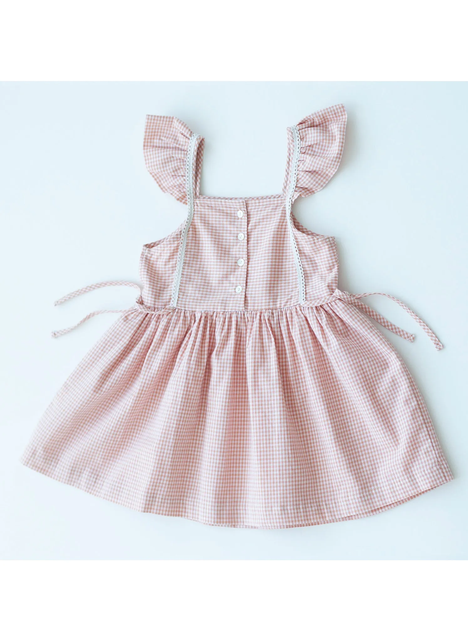 Lali Pinafore Dress in Peach Chex