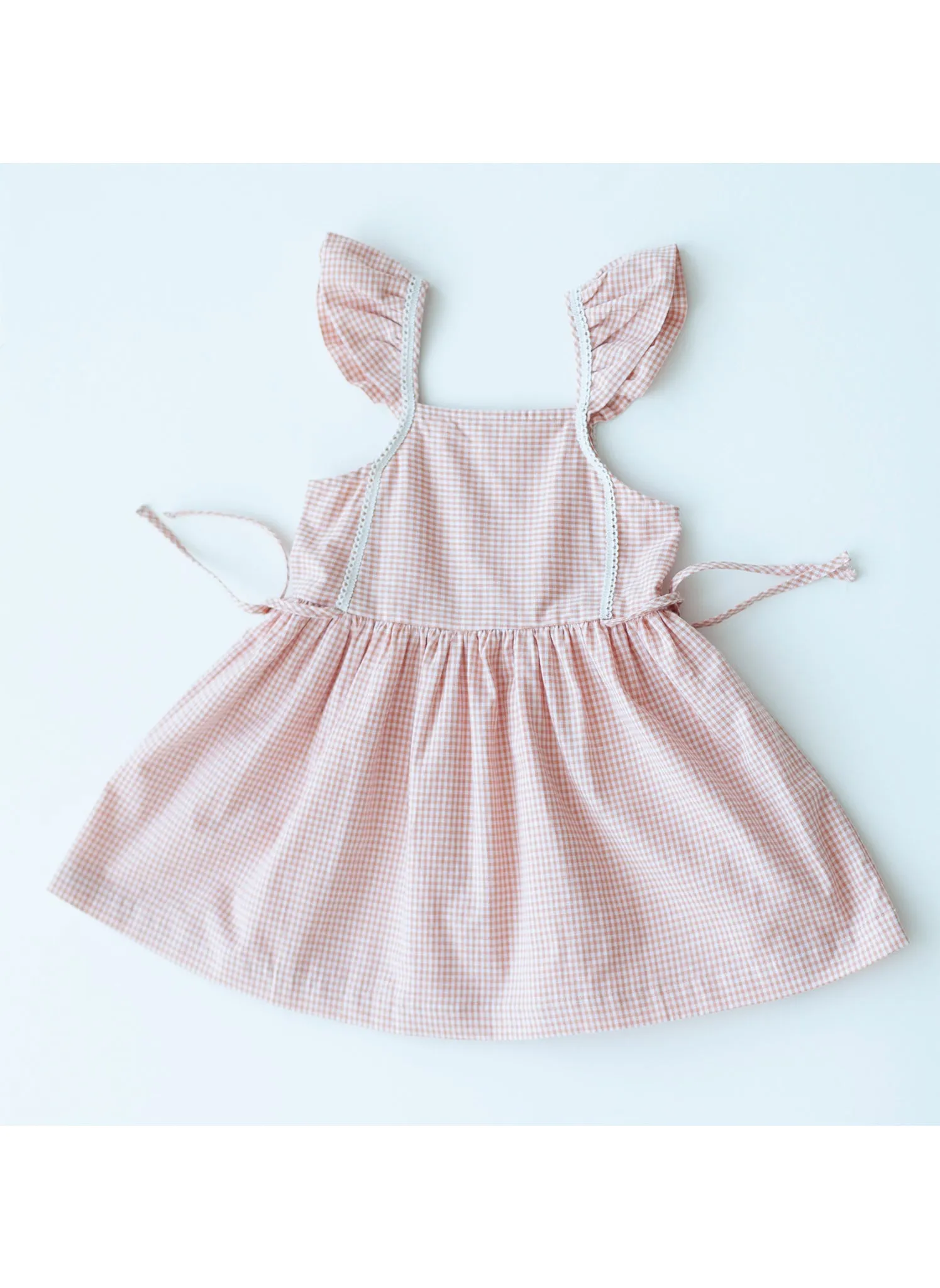 Lali Pinafore Dress in Peach Chex