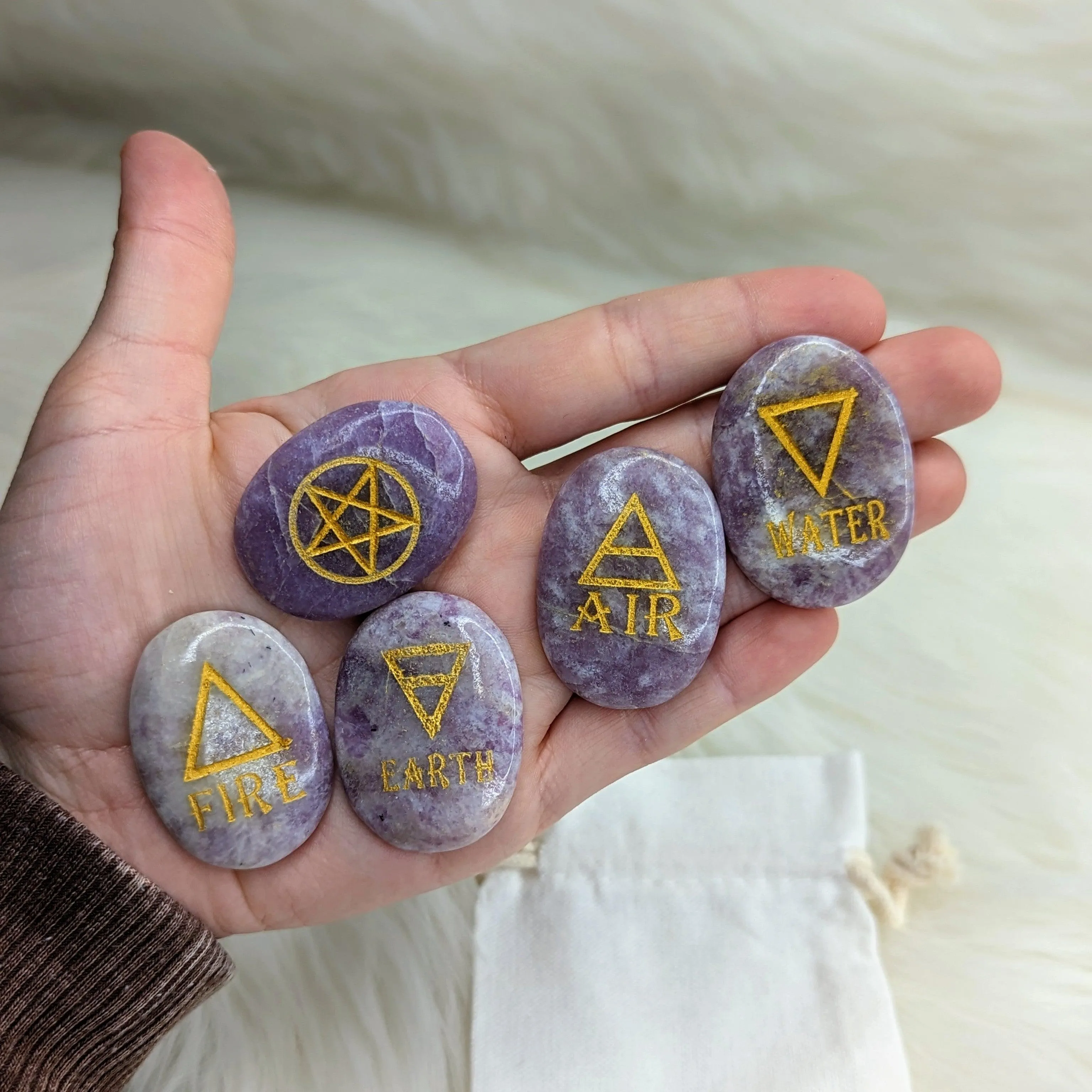 Lepidolite Elemental Set of Pocket Stones