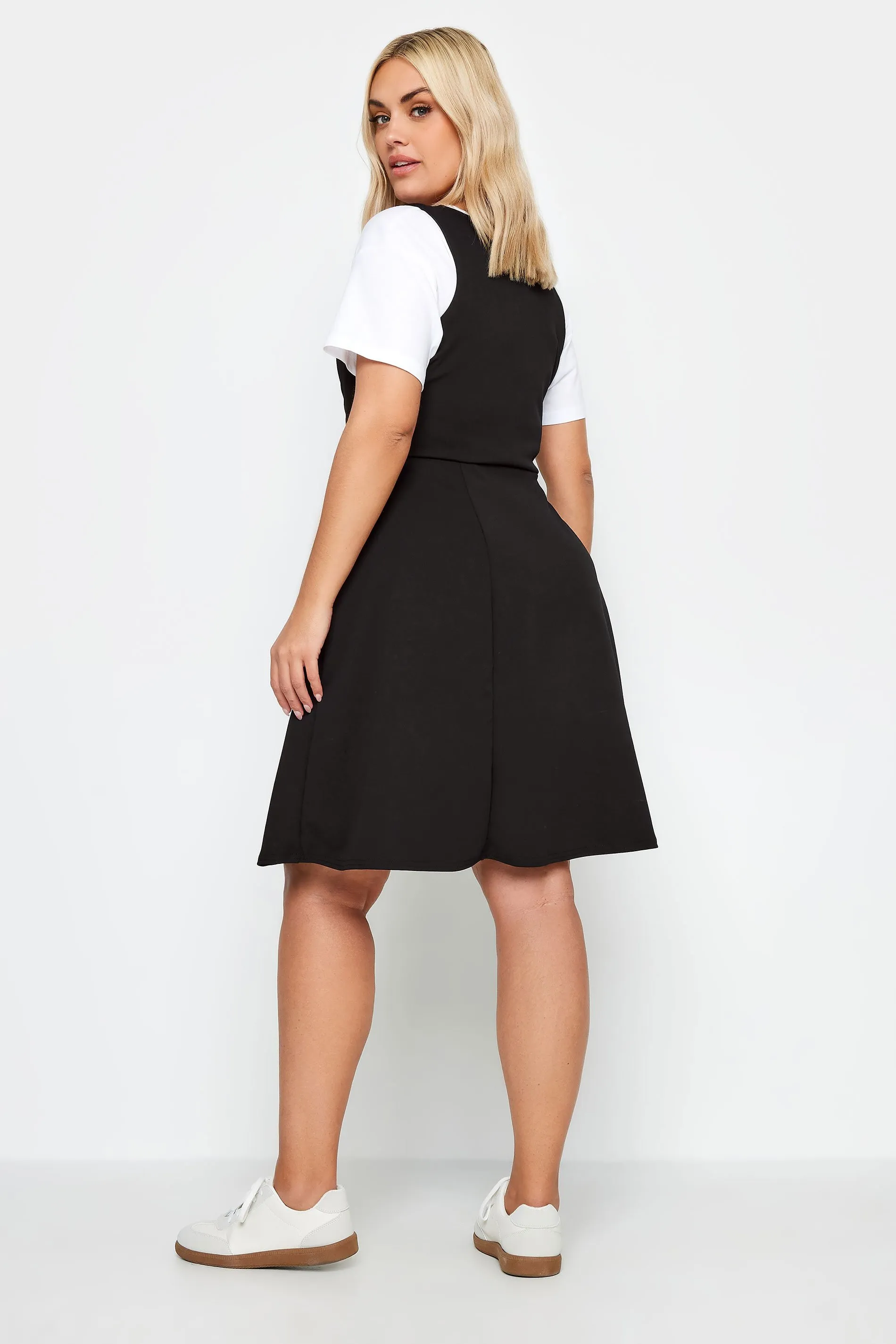 LIMITED COLLECTION Curve Black Square Neck Pinafore Dress