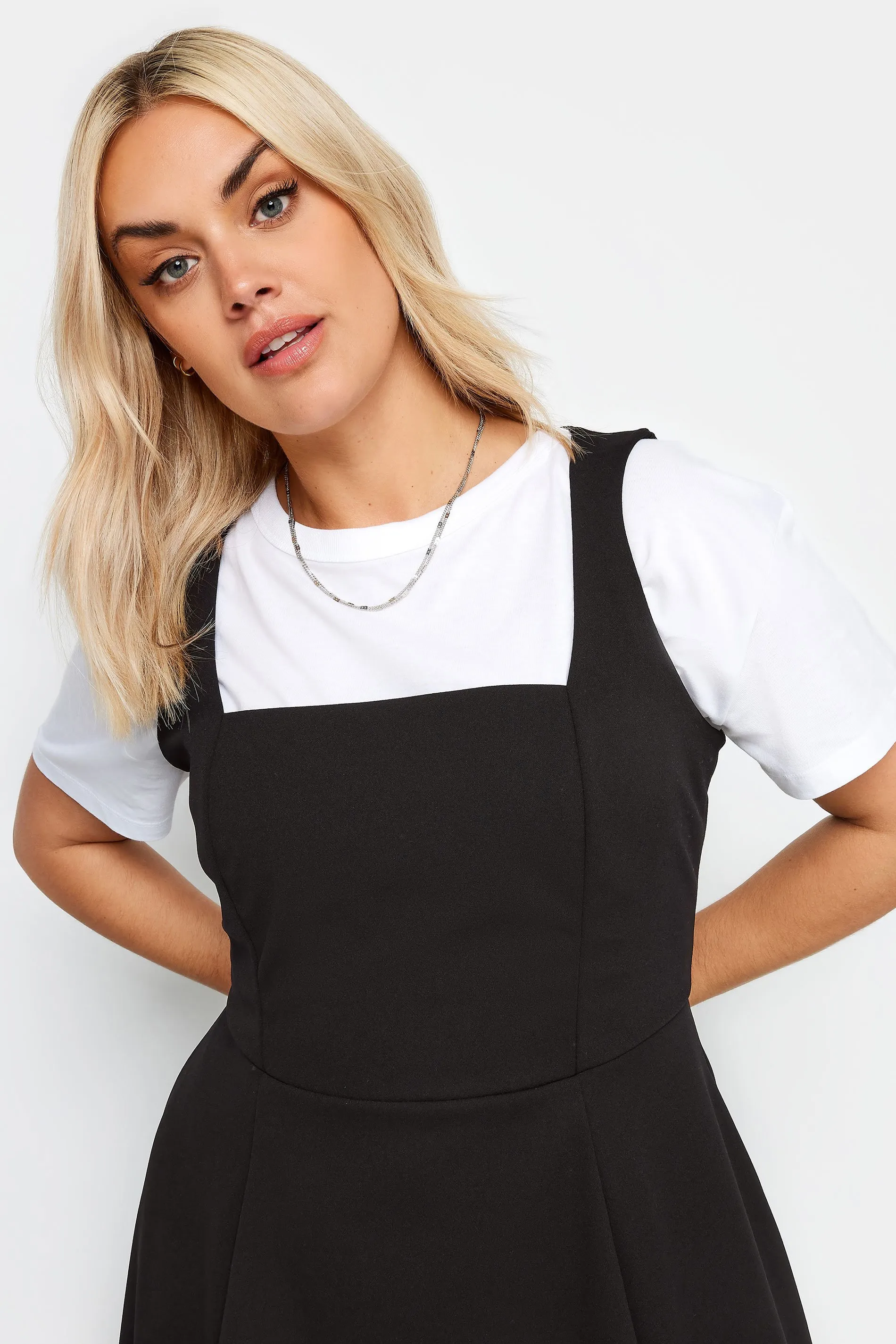 LIMITED COLLECTION Curve Black Square Neck Pinafore Dress