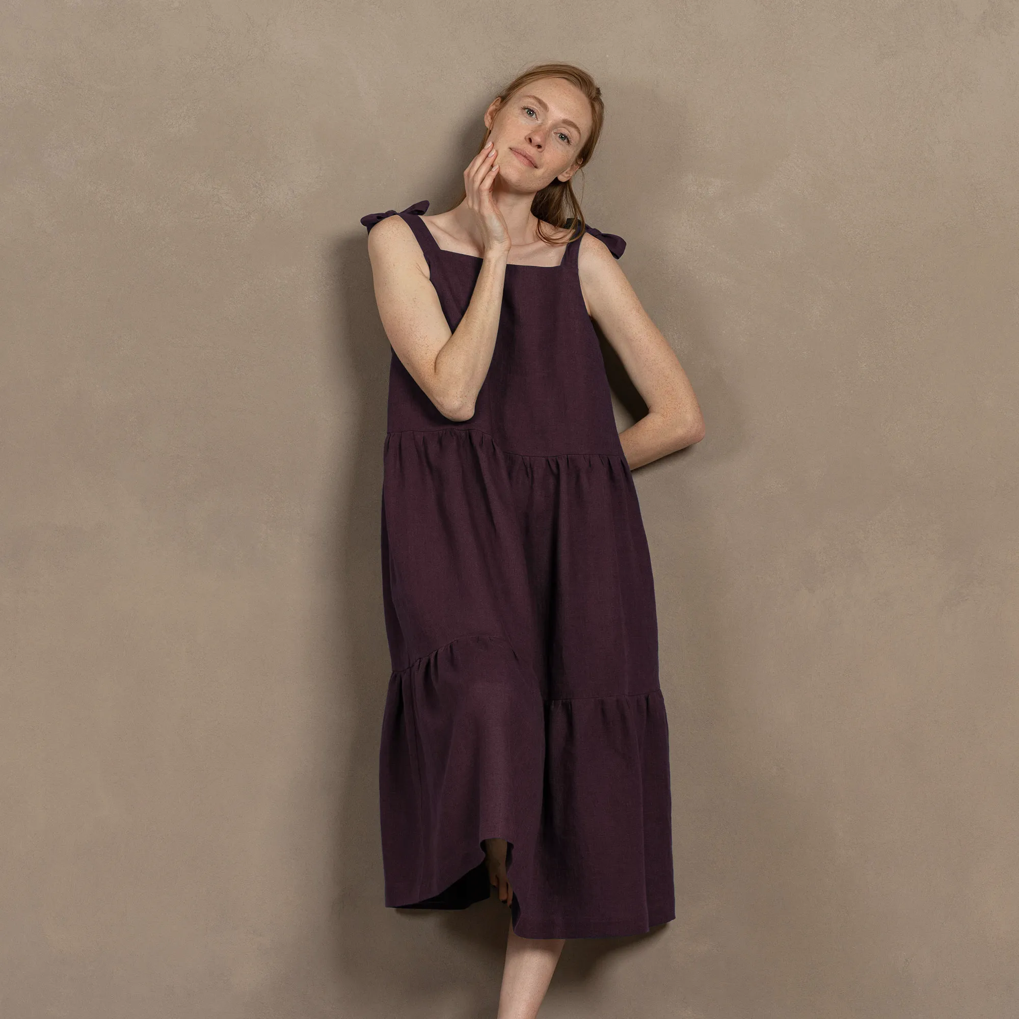 Linen Pinafore Dress Uma