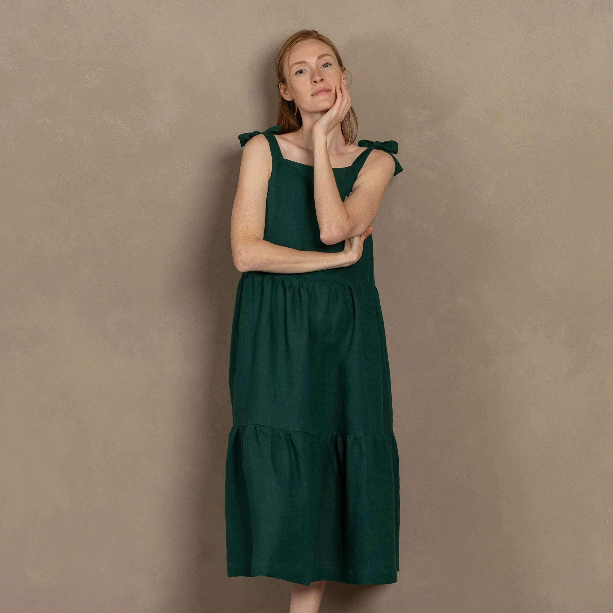 Linen Pinafore Dress Uma