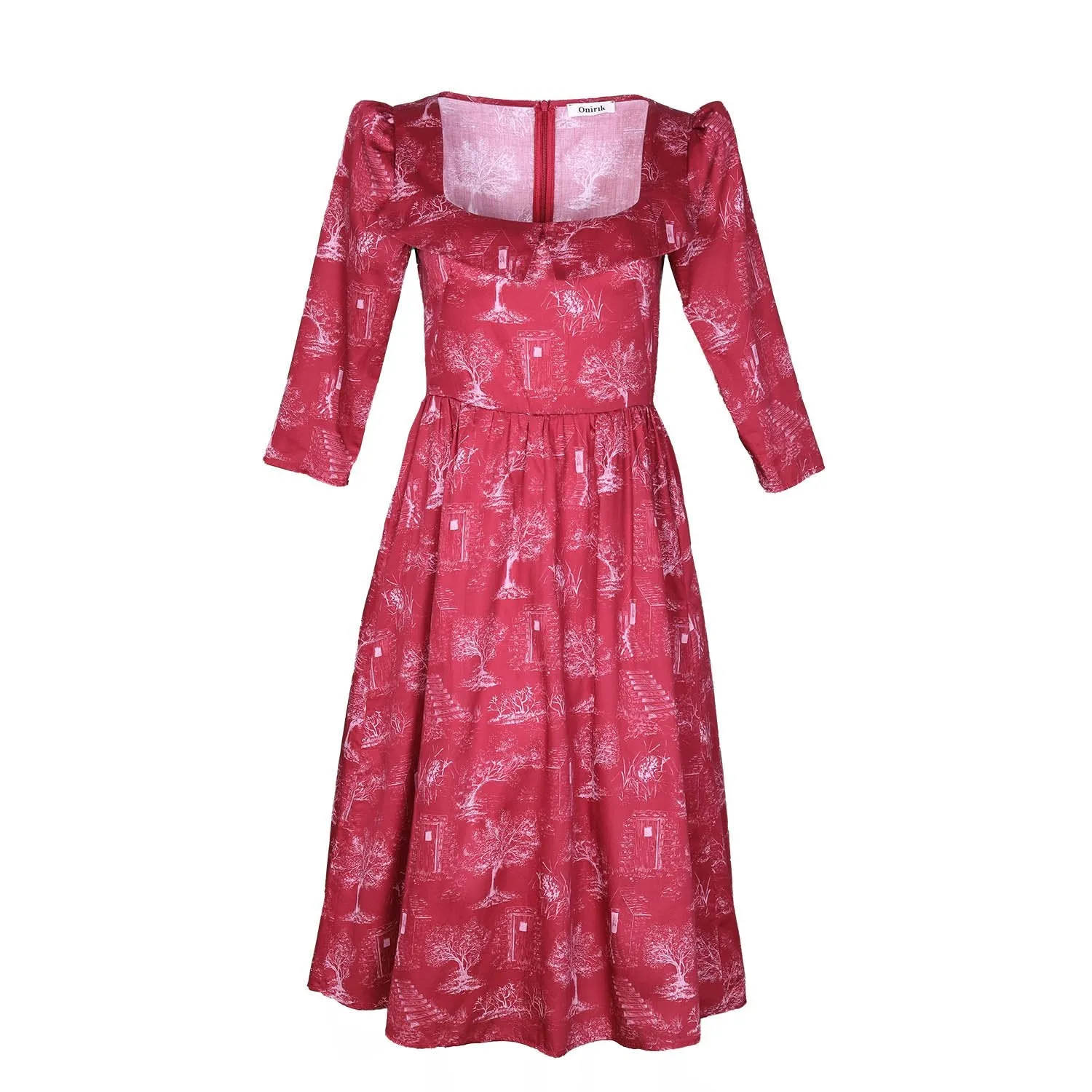 Marisol Dress / Ruby Red + Alabaster Cotton Toile