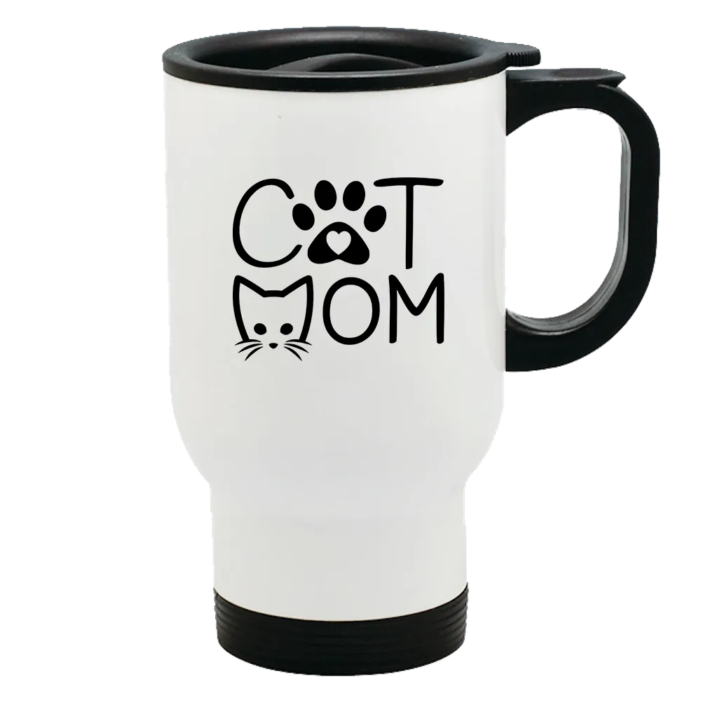 Metal Coffee and Tea Travel Mug Cat Mom Kitty Face