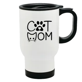 Metal Coffee and Tea Travel Mug Cat Mom Kitty Face