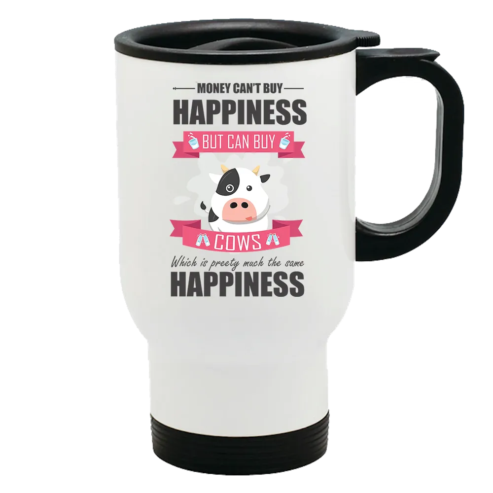 Metal Coffee and Tea Travel Mug Happiness Cow Lover