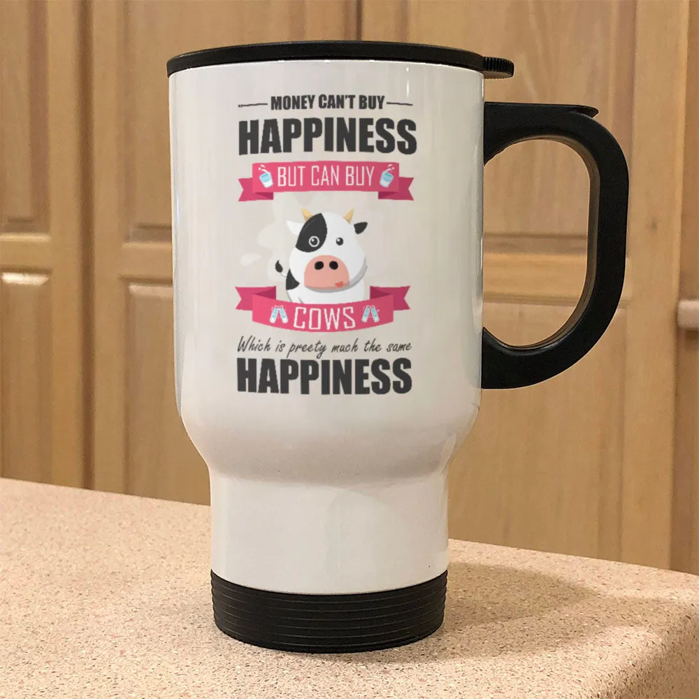 Metal Coffee and Tea Travel Mug Happiness Cow Lover