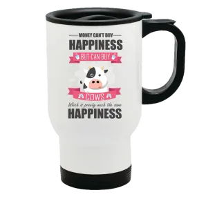 Metal Coffee and Tea Travel Mug Happiness Cow Lover