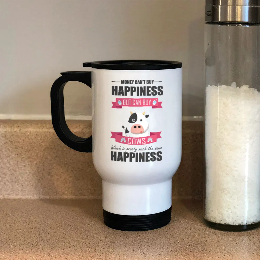 Metal Coffee and Tea Travel Mug Happiness Cow Lover