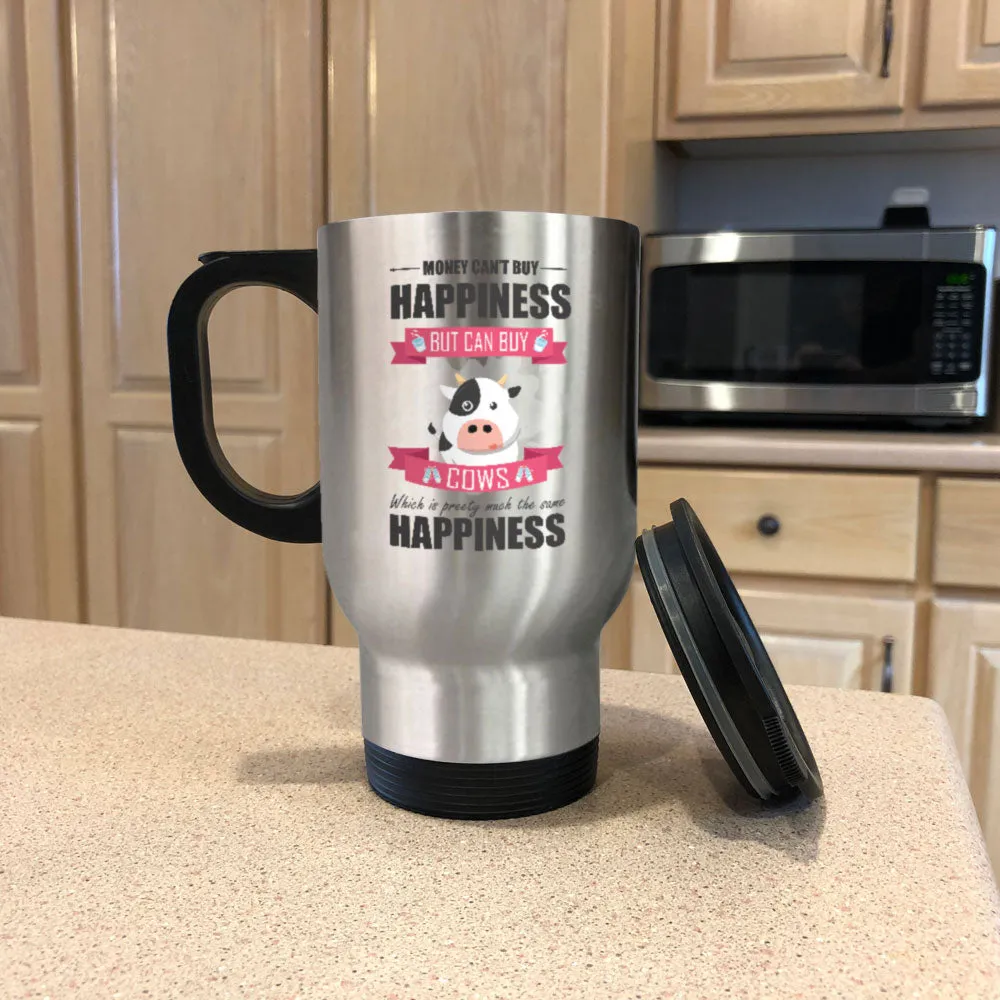 Metal Coffee and Tea Travel Mug Happiness Cow Lover